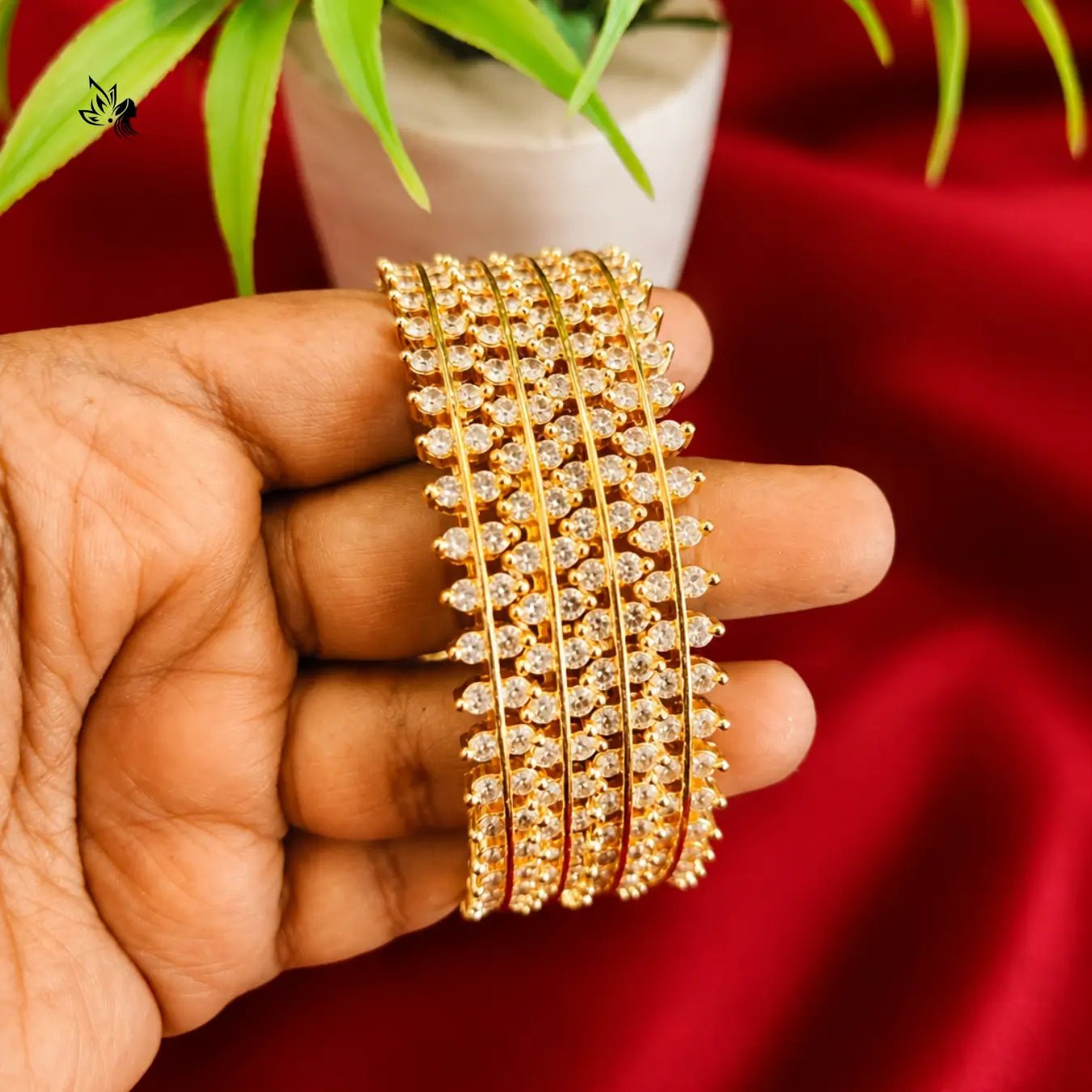 Luxury American Diamond Bridal Bangles | Gold Replica Bangles Online
