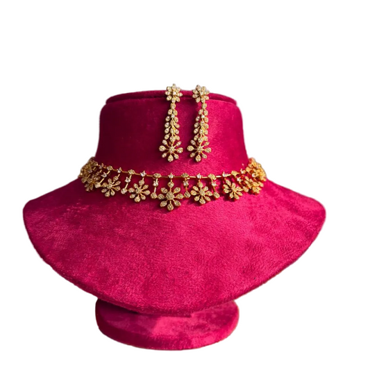 Royal Antique Gold Kundan Bridal Necklace Set with Matching Earrings