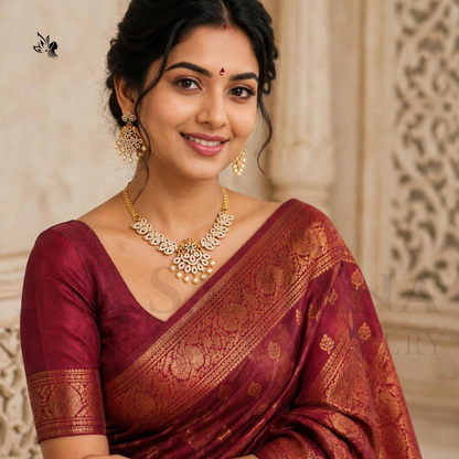 Gold-Plated CZ & Emerald Green Bridal Necklace Set with Jhumka Earrings