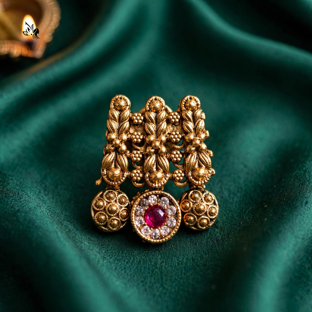 Royal Gold-Plated Lakshmi Choker Necklace Set with Matching Jhumka Earrings