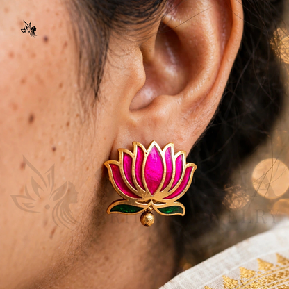 Traditional Temple Lakshmi Coin Necklace Set with Lotus Pendant & Matching Earrings