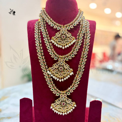 Traditional Antique Gold Finish Haram & Necklace Set for Varalakshmi Pooja Doll