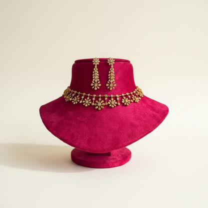 Royal Antique Gold Kundan Bridal Necklace Set with Matching Earrings