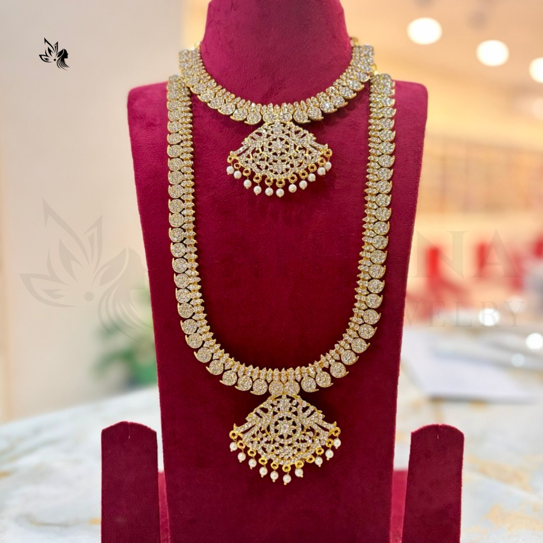 Antique Gold 2-Piece Temple Jewelry Set for Lakshmi Pooja Doll – Haram & Necklace
