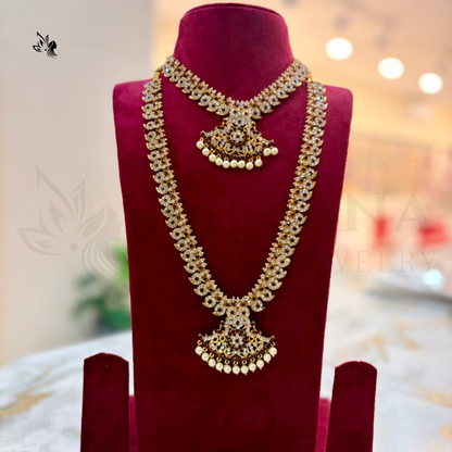 Antique Gold 2-Piece multicolour Jewelry Set for Lakshmi Pooja Doll – Haram & Necklace
