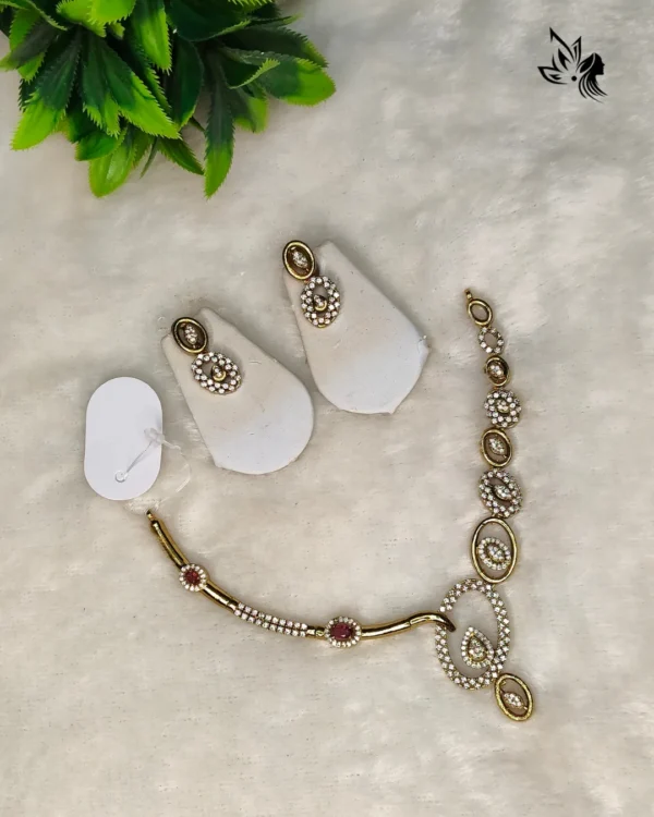 American Diamond Gold Necklace - Image 2